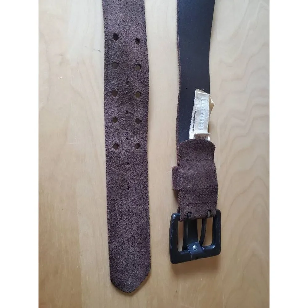 Diesel Suede Leather Dress Belt Brown Adjustable Italy Metal Buckle 100/40